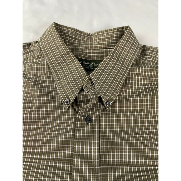 Eddie Bauer Other - Eddie Bauer Button Down Shirt Mens XL Tall Olive Green Ex Grid Relaxed Fit